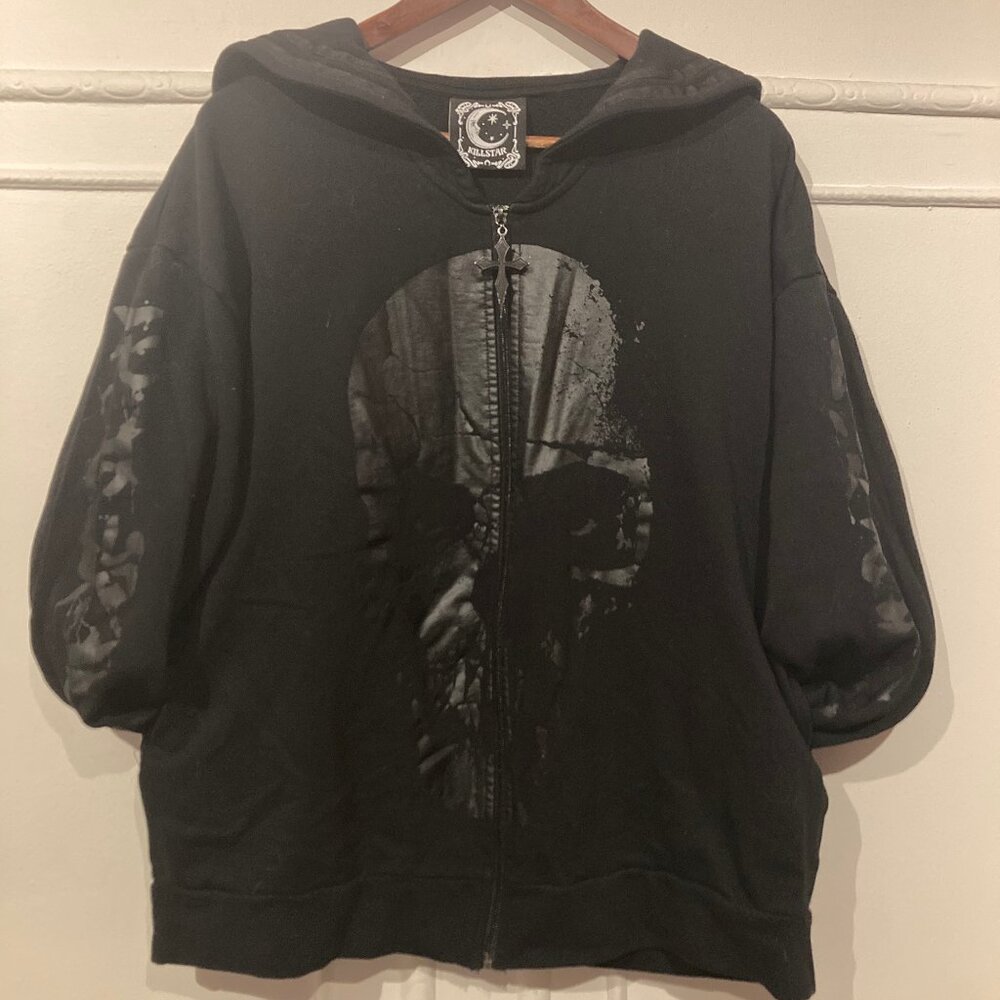 Killstar black on black Death zipper sweater